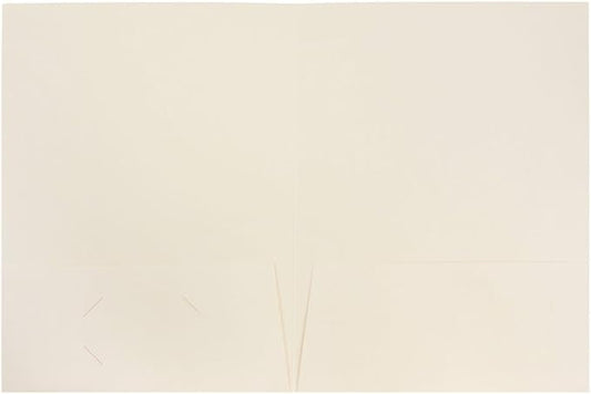 JAM PAPER Two Pocket Textured Linen Presentation Folders - Letter Size Business Folder - Ivory - Bulk 100/Box