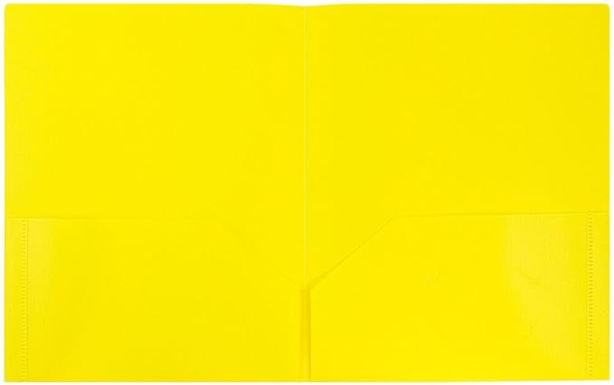 JAM PAPER Plastic 2 Pocket POP Folders - Durable School Folders - Yellow - Bulk 144/Box