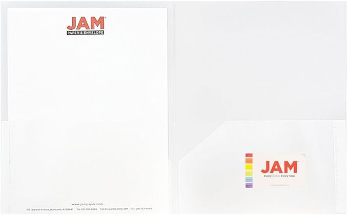 JAM PAPER Plastic 2 Pocket POP Folders - Durable School Folders - Clear - Bulk 48/Pack