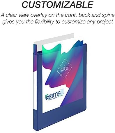 Samsill Durable .5 Inch Binder, Made in the USA, Round Ring Customizable Clear View Binder, Blue, 8 Pack (MP88412)