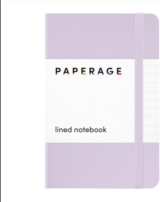PAPERAGE Lined Pocket Journal Notebook, 1 Pack, (Lavender), 160 Pages, Small, 3.6 inches x 5.6 inches - 100 GSM Thick Paper, Hardcover