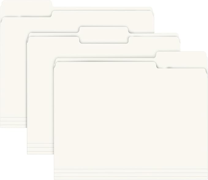 File Folder, RAZCC 150 Pack 1/3 Cut Tab File Folders Letter Size, Folders for Dcouments, Folders with Tab Great for Organizing and Easy File Storage, White