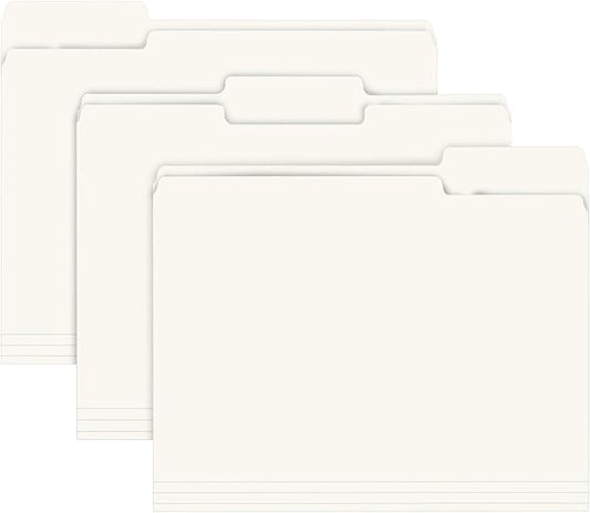 File Folder, RAZCC 150 Pack 1/3 Cut Tab File Folders Letter Size, Folders for Dcouments, Folders with Tab Great for Organizing and Easy File Storage, White