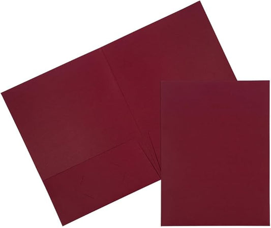 JAM PAPER Two Pocket Textured Linen Presentation Folders - Letter Size Business Folder - Burgundy - Bulk 100/Box