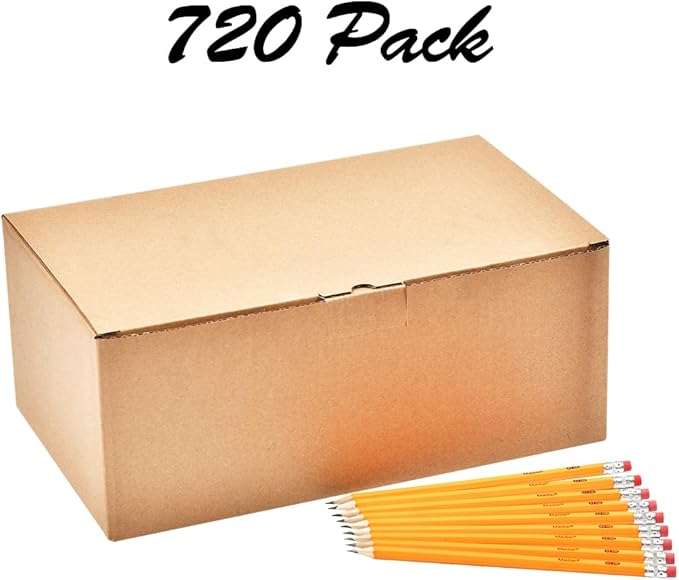 Madisi Wood-Cased #2 HB Pencils, Yellow, Pre-sharpened, Bulk Pack, 720 pencils