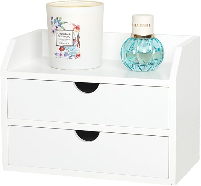 ZGZD Wooden Organizer Mini Desk Drawer Tabletop Office Supplies Desk Accessories for Office or Home (2 Drawers)
