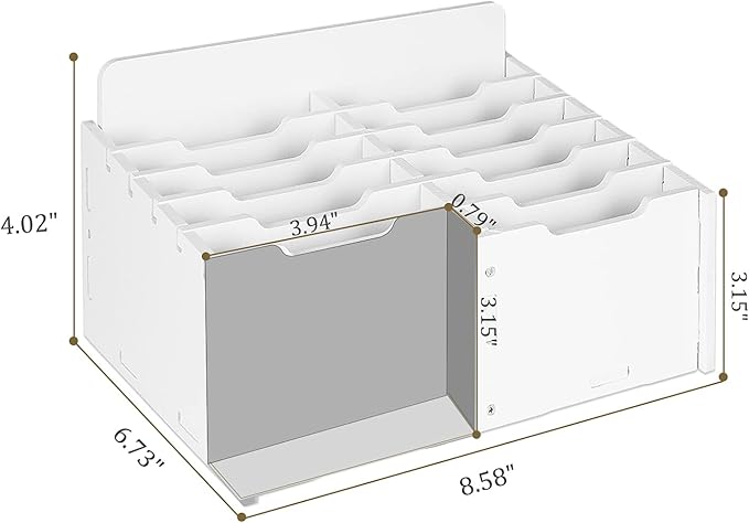 Wooden 12-Compartment Desktop Organizer Multifunctional Storage Box Desk Supplies for Cell Phones Holder White (12-Grid)