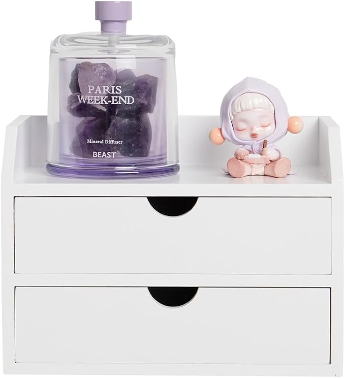 ZGZD Wooden Organizer Mini Desk Drawer Tabletop Office Supplies Desk Accessories for Office or Home (2 Drawers)