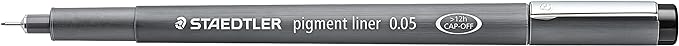 STAEDTLER Pigment Liner, Fineliner Pen for Drawing, Drafting, Journaling, 0.05mm, Black, Box of 5 Pens, 308 0059M