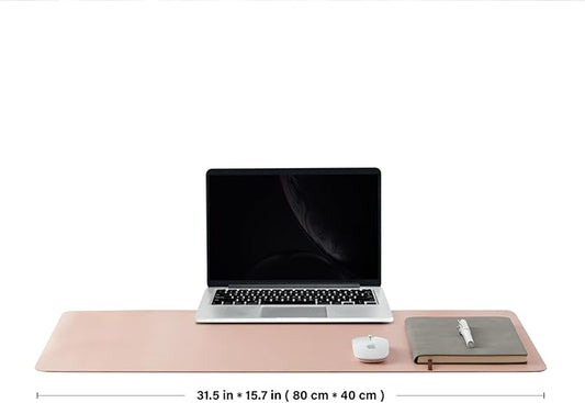 HOMIEAZICOZI Leather Desk Mat - Non-Slip PU Desk Pad for Office and Home - Desk Organization and Accessories - Ideal for Large Mouse Pad and Desk Mats on Top of Desks (Pink,31.5''x 15.7'') (DPD-P-M)