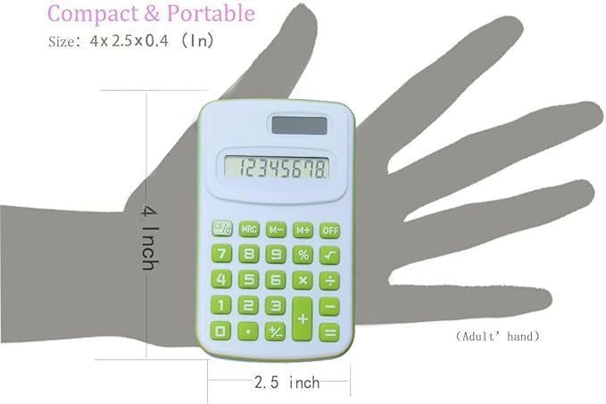 Basic Calculator 8 Digit Silicone Button Desktop Calculator (4 Colors, Set of 8) (B, Pack of 8)