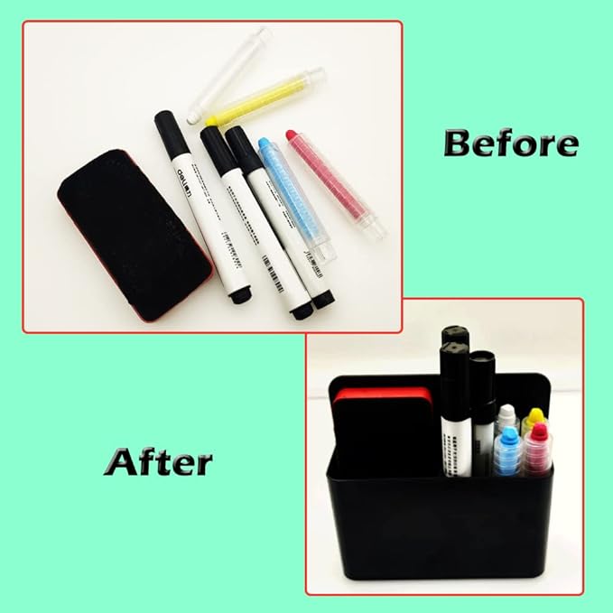 1 Pack Magnetic Marker Holder, Dry Erase Marker Holder Chalk Pen Storage Organizer for Whiteboard/Blackboard, Fridge/Regrigerator, Metal Locker, and Cabinet, (Yellow)