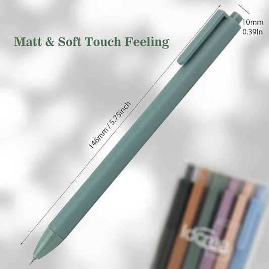 ldcrea Green Gel Pens 0.5 Fine Tip, Black Ink, Silky Grip, 6 Pack