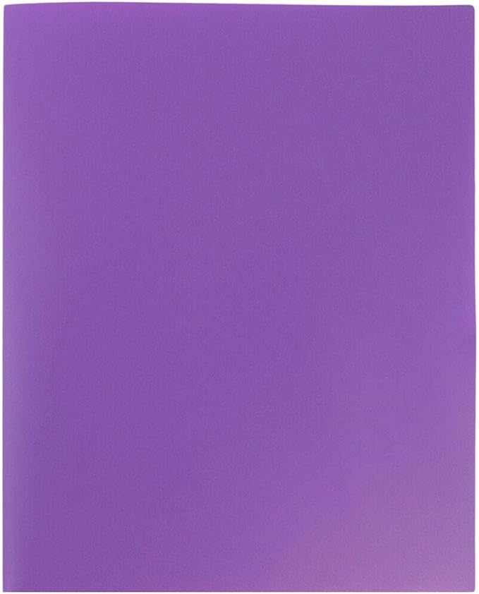 JAM PAPER Plastic 2 Pocket POP Folders - Durable School Folders - Purple - Bulk 48/Pack