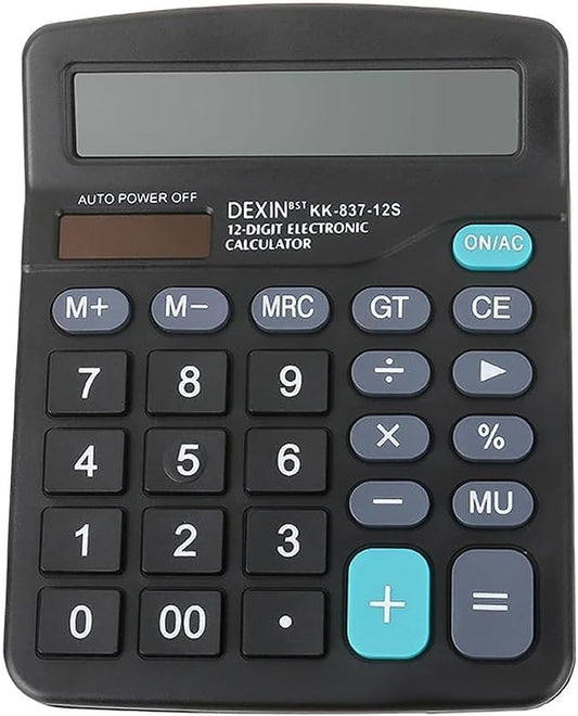 Calculator 12 Digit Office Calculators with Large LCD Display, Dual Solar Power and Battery Large Button Calculator Financial Office School