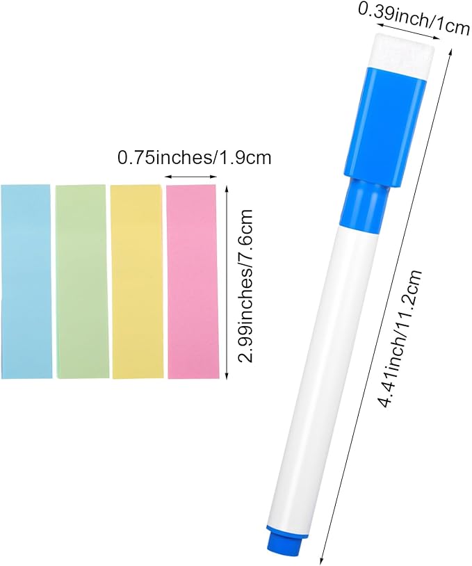 200PCS Dry Erase Markers with Eraser Cap, Fine Point Tip Whiteboard Markers Mini Erasable White Boards Pens with 4x100pcs Sticky Notes for Teachers Home Office Supplies (8 Colors)