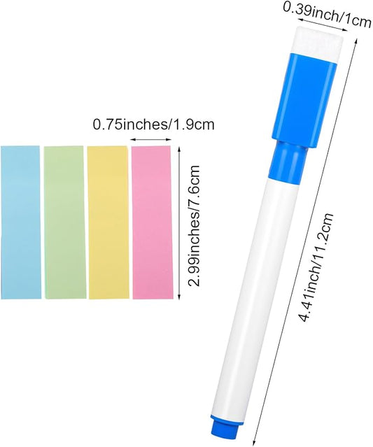 200PCS Dry Erase Markers with Eraser Cap, Fine Point Tip Whiteboard Markers Mini Erasable White Boards Pens with 4x100pcs Sticky Notes for Teachers Home Office Supplies (8 Colors)