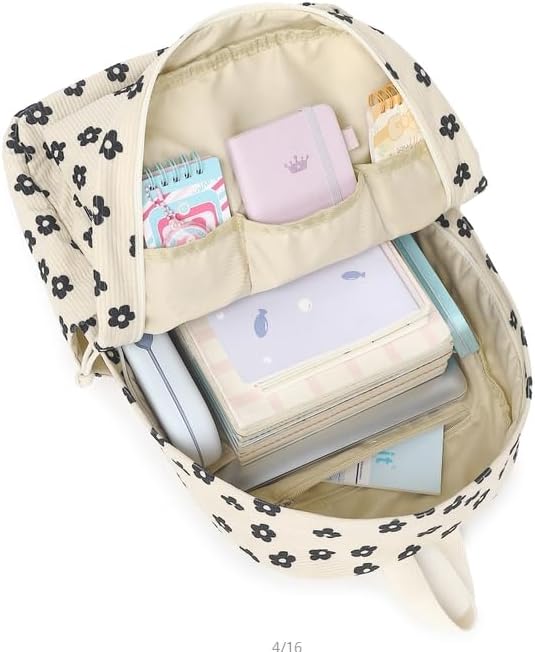 School Backpack for Teens Large Corduroy Bookbag Lightweight 15.6 inch Laptop Bag for Girls Women Casual High School College