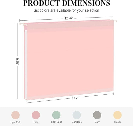 ViVin Hanging File Folders, 1/5-Cut Adjustable Tabs with 48 Per Box, 1 Inch Expansion, 48 Pack Letter Size Hanging File Folders, Designed for Office Home School Filing Cabinet(Assorted)