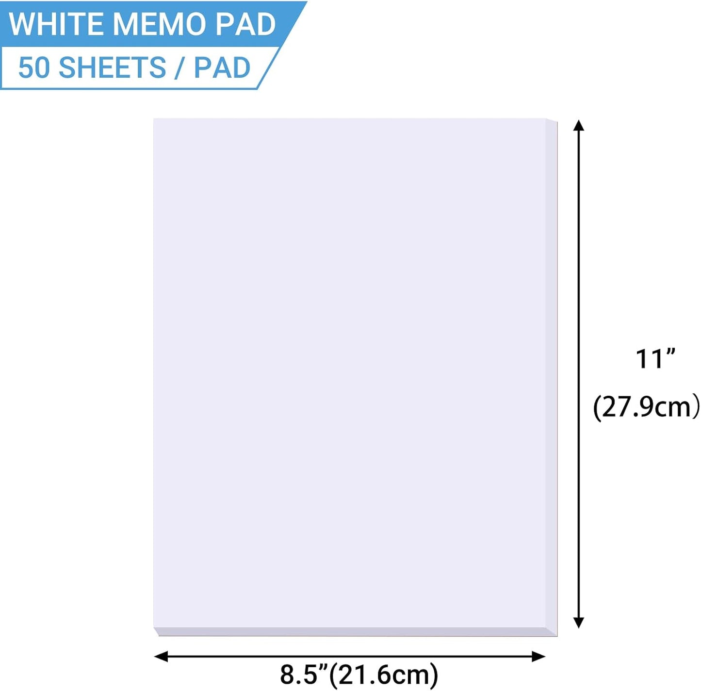 6 Pack Blank White Memo Pads 8.5X11 Inch Unlined Note Pad Scratch Pads for Office, School, and Home Use (Each Pad 50 Sheets)