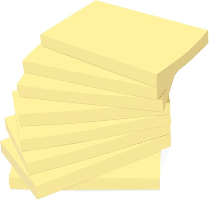 (12 Pads) Large Sticky Notes Yellow 3 x 5in,1200 pcs Self-Stick Notes,100 Sheets/Pad Bright Colors Post Pads,Super Adhesive Sticky Pads Recyclable for Office,Shool,Home,Notebook,Meeting,Clean Removal