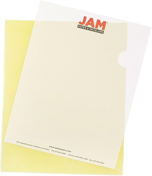 JAM PAPER Plastic Sleeves - Letter Size - 9 x 11 1/2 - Yellow Project Pockets - 120 Bulk Page Protectors/Pack