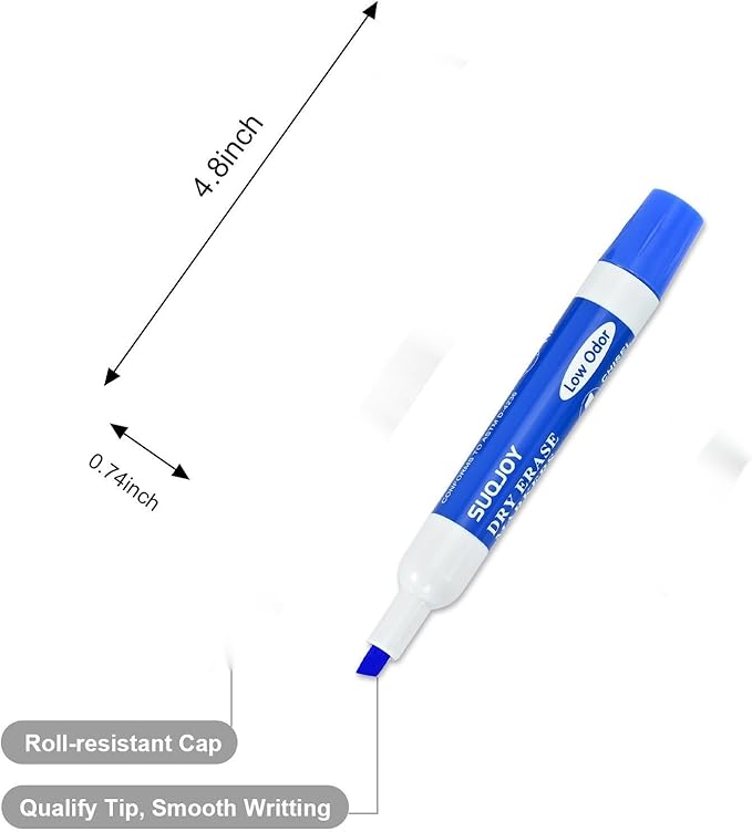 Dry Erase Markers, Chisel Tip Whiteboard Markers, Low Odor Dry Erase Marker, 36 Bulk 12 Assorted Color Markers for Kids/Teachers