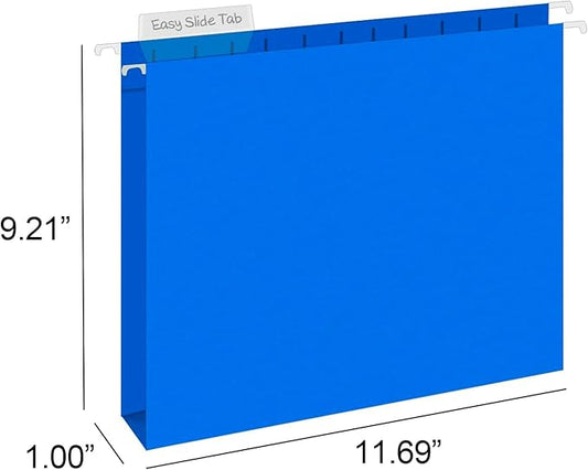 HERKKA Extra Capacity Hanging File Folders, 60 Pack Reinforced Letter Size Hanging Folders with Heavy Duty 1 Inch Expansion, Designed for Bulky Files, Medical Charts, Adjustable Tabs, Assorted Colors