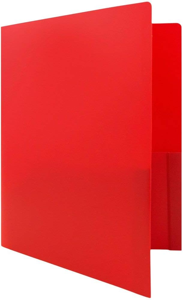JAM PAPER Heavy Duty Plastic 2 Pocket Extra Tough School Folders - Red - 6/Pack