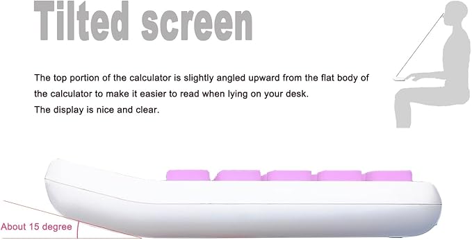 Mechanical Calculator, Cute Calculator with Dual Power 8 Digit Tilt Screen and Big Button for Teachers Students Basic Office (White and Purple)