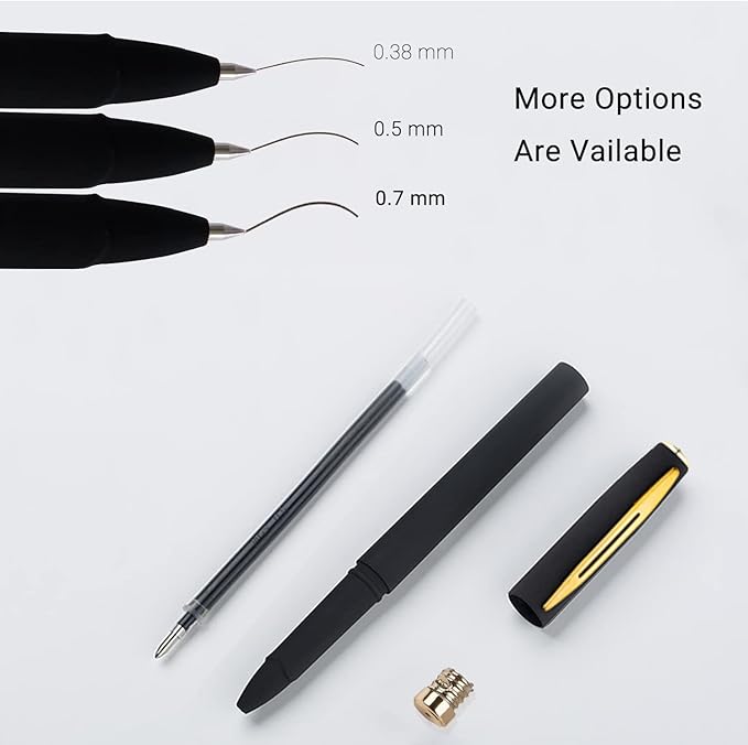 Pens, P-223A, Gel Pens Fine Point [0.38 mm] Black Ink, Roller Ballpoint Pens Matt Design, Stationery Pens for School Office Supplies