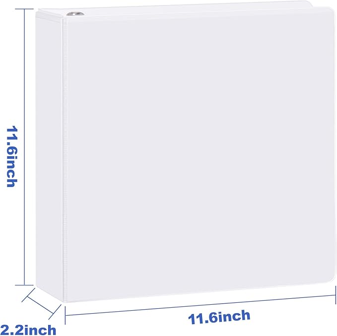3 Ring Binder 1-1/2 Inch, ViVin Sturdy 1.5"-Slant D Ring Binder with 2 Interior Pockets, Clear View Cover, PVC-Free, Fits 350 Sheets of US Letter Size Paper (6 Pack, White)