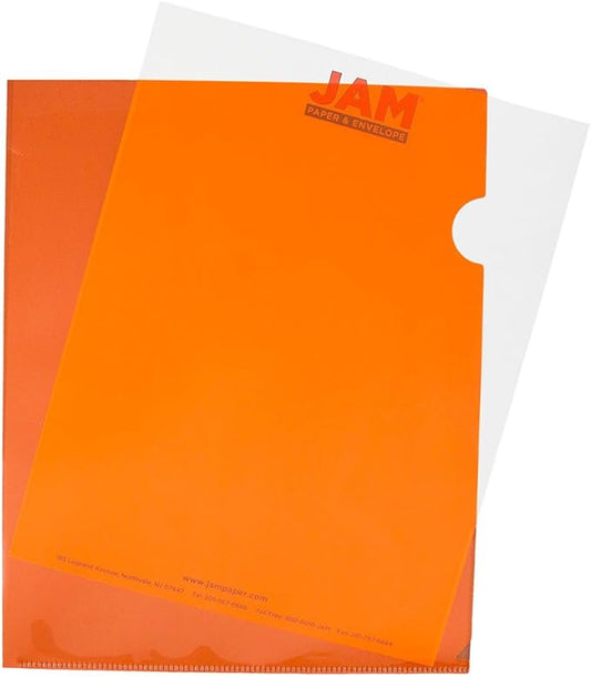 JAM PAPER Plastic Sleeves - Letter Size - 9 x 11 1/2 - Orange Project Pockets - 12 Page Protectors/Pack