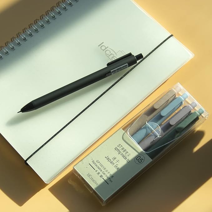 ldcrea Gel Pens 0.5 Fine Tip, Black Ink, Silky Grip, 4 Pack