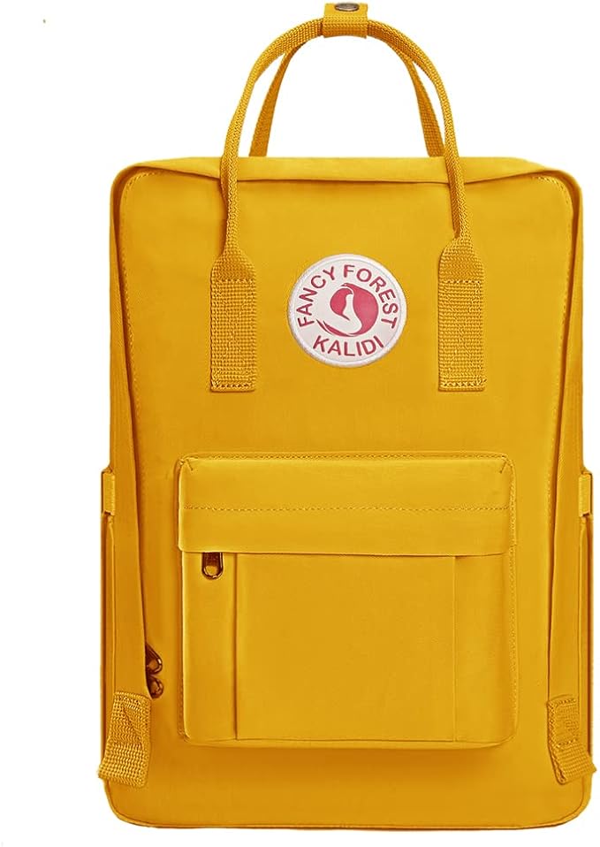 KALIDI Casual Laptop Backpack 15 Inches Classic Camping Rucksack Travel Outdoor Square Daypack College Hiking Gym Bag, Yellow