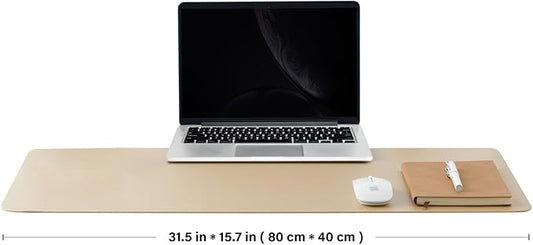 HOMIEAZICOZI Leather Desk Mat - Non-Slip PU Pad for Office and Home Organization Accessories Ideal Large Mouse Mats on Top of Desks (Champagne Gold,31.5''x 15.7'') (DPD-CG-M)