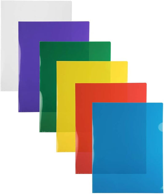 JAM PAPER Plastic Sleeves - Letter Size - 9 x 11 1/2 - Assorted Color Project Pockets - 12 Page Protectors/Pack