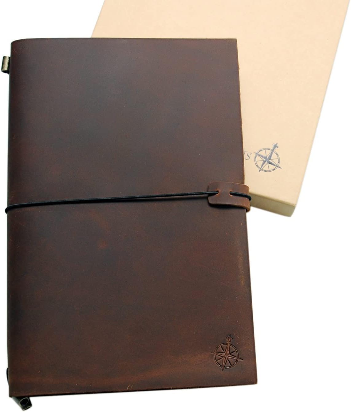 WANDERINGS Large Travelers Notebook - 7.5"x11" / 19cm x 28cm - The Grande Travel Journal. A Beautifully Handcrafted, Rugged and Refillable Leather Journal. Perfect for Writing, Artwork, Scrapbooking