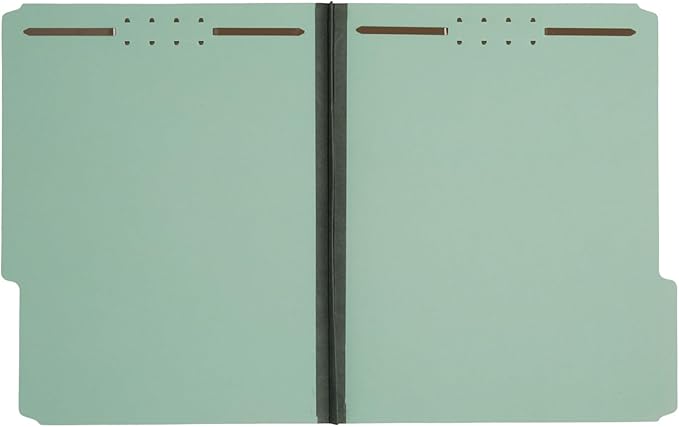 Blue Summit Pressboard File Folder, 1 Inch Expansion Pressboard Folders Letter Size, Pressboard Folders with Fasteners, Gray/Green – 25 Pack