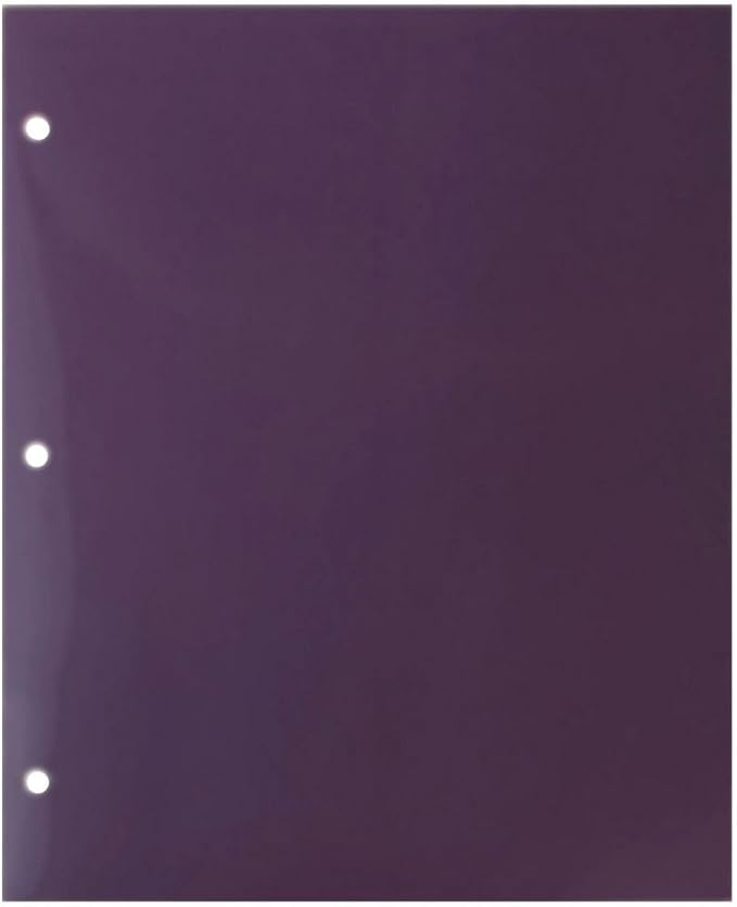 JAM PAPER Laminated Two Pocket Glossy 3 Hole Punch School Folders - Letter Size - High Gloss Purple - 6/Pack