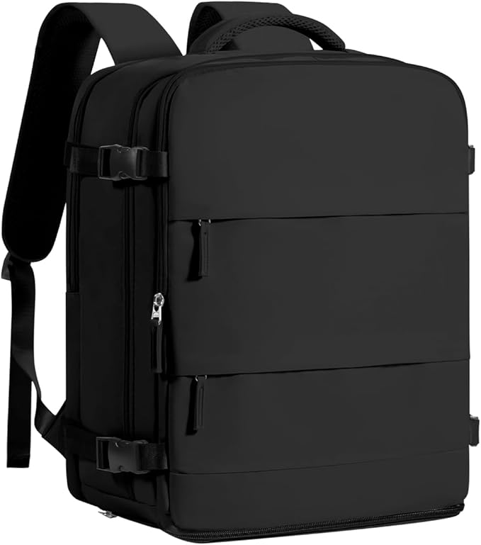 coofay Large Black Travel Backpack Carry on Flight Approved Mochila De Viaje Personal Item Backpack for Airlines Frontier Airlines Personal Item Bag Large Backpacks for Travel Backpacks for Men Women