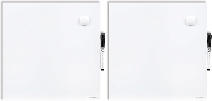 U Brands Magnetic Square Dry Erase Board, 14 x 14 Inches, Frameless (460U00-04) (Pack of 2)