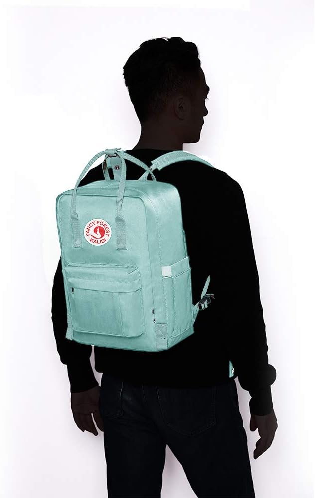 KALIDI Casual Laptop Backpack 15 Inches Classic Camping Rucksack Travel Outdoor Square Daypack College Hiking Gym Bag, Mint Green