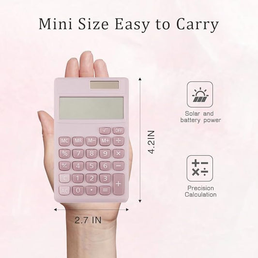 Pink Calculator,Calculator Small,Back to School Gifts for Students,School Supplies Essentials Mini Calculators Cute Solar 4 Function Calculators Basic Calculato for Home Office Supplies