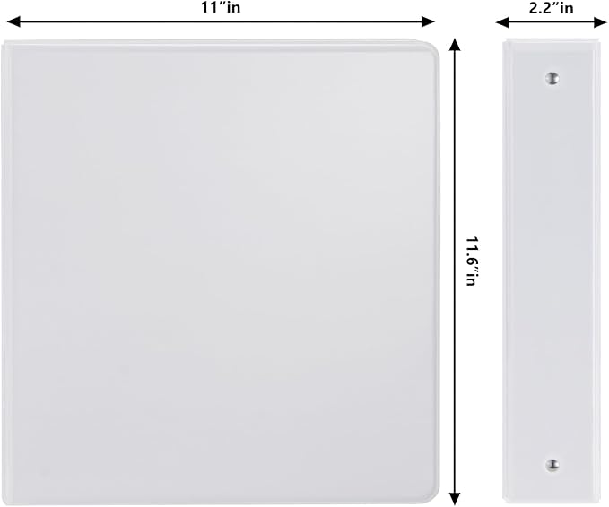 COMIX Sturdy 3 Ring Binder 1.5 inch with Clear View Cover, 1-1/2" Round Ring View Binder, PVC-Free, 300 Sheets Capacity of US Letter Size Paper, Office ＆ School Supplies, 6 Pack (White)
