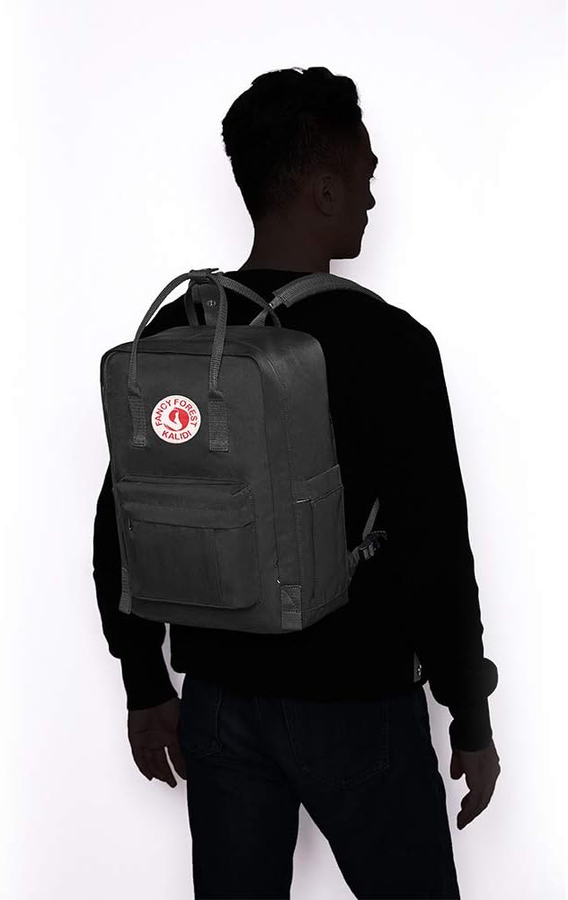 KALIDI Casual Laptop Backpack 15 Inches Classic Camping Rucksack Travel Outdoor Square Daypack College Hiking Gym Bag, Black