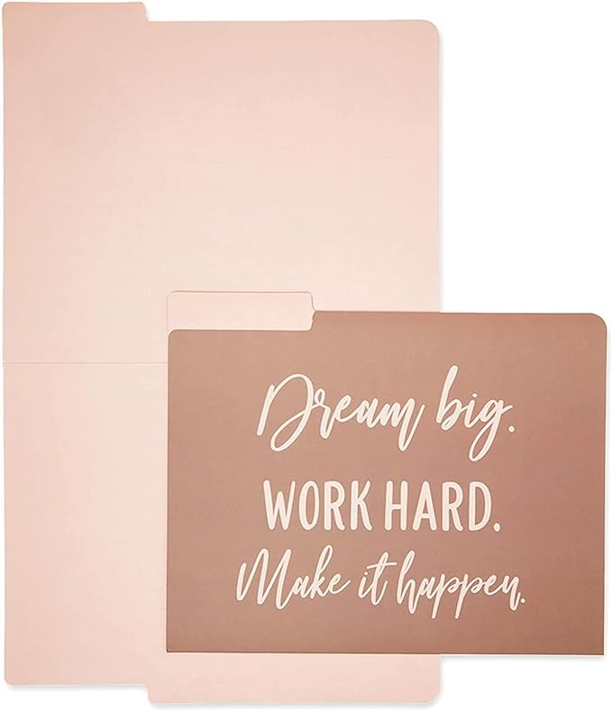 12 Pack Decorative File Folders, Letter Size for Women, Cute Earth Tone Aesthetic Office Supplies with Inspirational Sayings, 1/3 Cut Tabs (11.5 x 9.5 in)