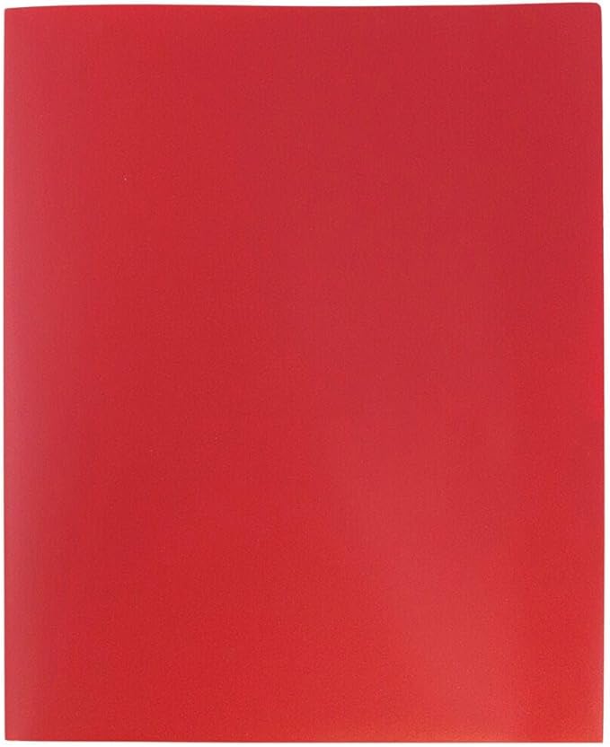 JAM PAPER Plastic 2 Pocket POP Folders - Durable School Folders - Red - Bulk 48/Pack