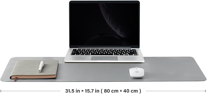 HOMIEAZICOZI Leather Desk Mat - Non-Slip PU Pad for Office and Home Organization Accessories Ideal Large Mouse Mats on Top of Desks (Dark Gray,31.5''x 15.7'') (DPD-DGr-M)