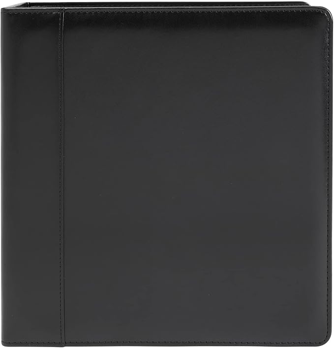 Playbill Binder - 10 x 9.5 in, 4-Inch Spine, 3-Ring, Black Leatherette Cover - Folder with 30 Plastic Sleeves - 2 Pockets Per Sleeve
